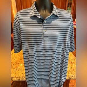 Peter‎ Millar men’s Summer Comfort golf polo. Sharp blue with stripes. EUC. XL